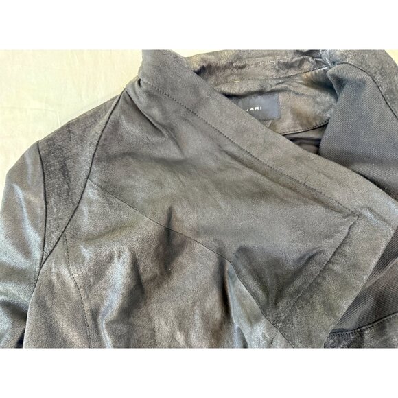 Elie Tahari Lamb Leather and Knit Jacket, Black, Shoulder Stitching, Size Large - Picture 7 of 16